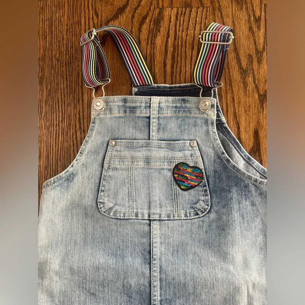 Jordache girls denim jean rainbow jumper dress 7 8